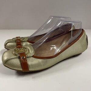 Liz Claiborne Flex Gold Buckle Trimmed Ballet Flats Loafers Women’s Size 7